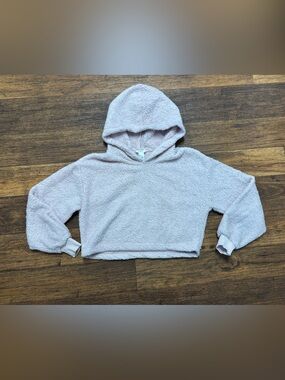 Cozy Plush Hooded Pullover Sweatshirt - Light Blush Pink